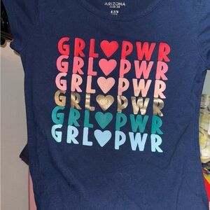Arizona Jean Company GRL PWR Navy Graphic Tee with Colorful Lettering